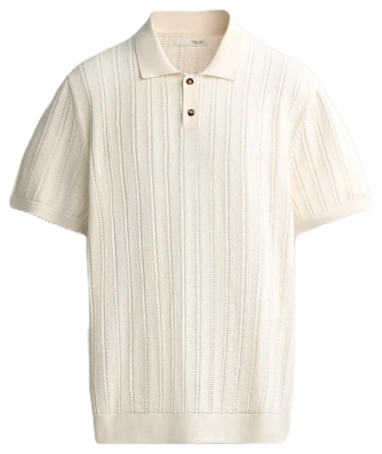 Kremowe dzianinowe polo